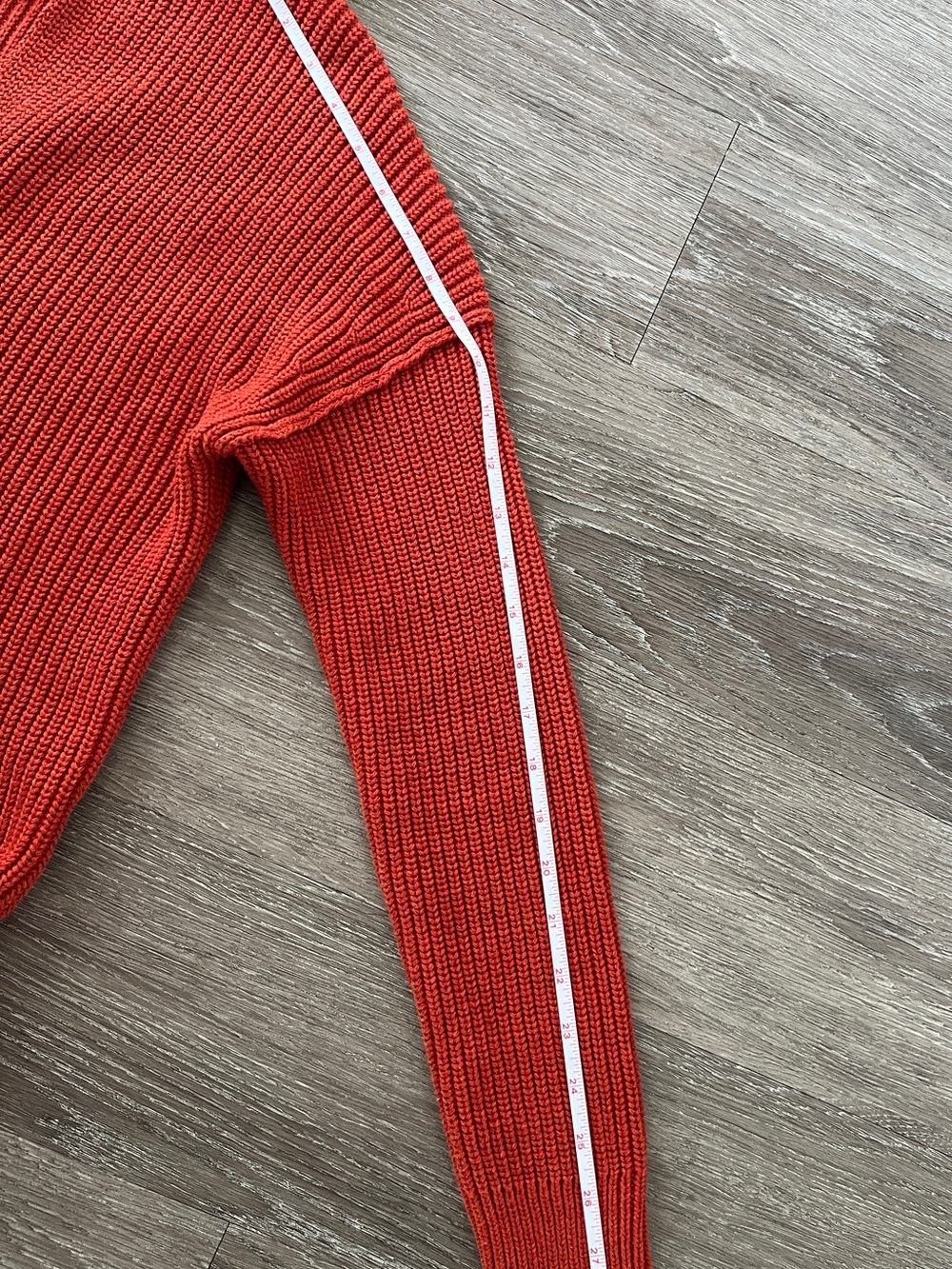 Rachel Zoe 100% Cotton Hooded Chunky Knit Sweater Side Zip Rust Orange M - Picture 11 of 11